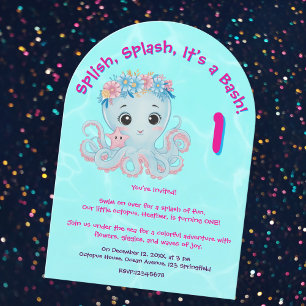 Schattigee grillige bloemenoctopus Girly Kids Verj Kaart