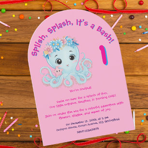 Schattigee grillige bloemenoctopus Girly Kids Verj Kaart