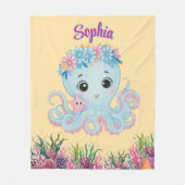 Schattigee grillige bloemenoctopus Girly verjaarda Fleece Deken (Voorkant)