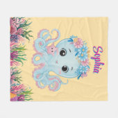 Schattigee grillige bloemenoctopus Girly verjaarda Fleece Deken (Voorkant (Horizontaal))
