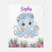 Schattigee grillige bloemenoctopus Girly verjaarda Fleece Deken (Voorkant)