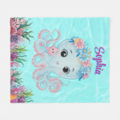 Schattigee grillige bloemenoctopus Girly verjaarda Fleece Deken (Voorkant (Horizontaal))