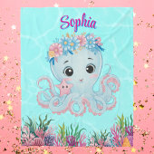 Schattigee grillige bloemenoctopus Girly verjaarda Fleece Deken