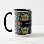 Schattigee grillige Bloemenschedel Custom Hallowee Mok (Links)