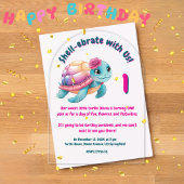 Schattigee grillige bloemenschildpad Girly Kids Ve Acryl Uitnodigingen