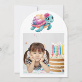 Schattigee grillige bloemenschildpad Girly Kids Ve Kaart (Achterkant)