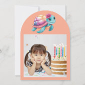 Schattigee grillige bloemenschildpad Girly Kids Ve Kaart (Achterkant)