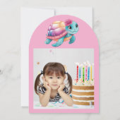 Schattigee grillige bloemenschildpad Girly Kids Ve Kaart (Achterkant)