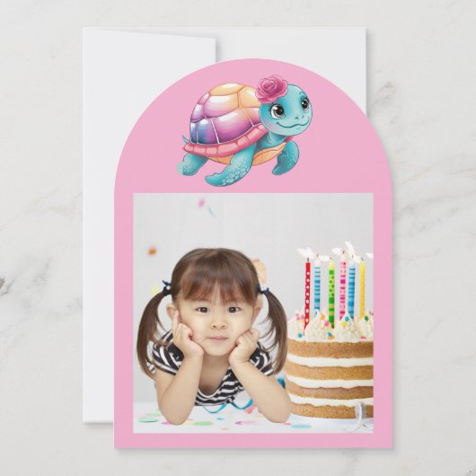 Schattigee grillige bloemenschildpad Girly Kids Ve Kaart (Achterkant)