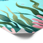 Schattigee grillige bloemenschildpad verjaardag we poster (Hoek)