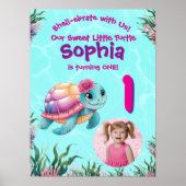 Schattigee grillige bloemenschildpad verjaardag we poster (Voorkant)