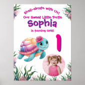 Schattigee grillige bloemenschildpad verjaardag we poster (Voorkant)