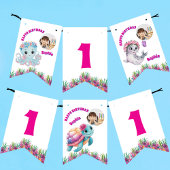 Schattigee grillige bloemige oceaanwezens Girly fo Vlaggetjes