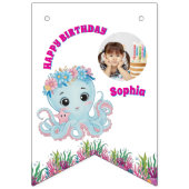 Schattigee grillige bloemige oceaanwezens Girly fo Vlaggetjes (Eerste vlag)