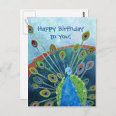 Schattigee grillige Blue Peacock Verjaardag Briefkaart (Voorkant / Achterkant)