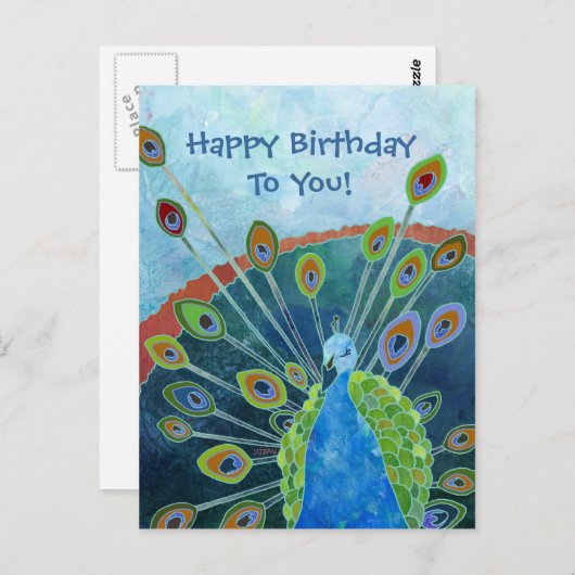 Schattigee grillige Blue Peacock Verjaardag Briefkaart (Voorkant / Achterkant)
