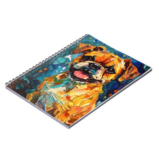 Schattigee grillige bokser puppy notitieboek (Linkerzijde)