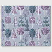 Schattigee grillige bos kerstboom Paarse Cadeaupapier (Vlak)