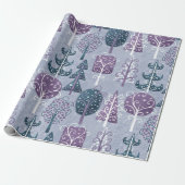 Schattigee grillige bos kerstboom Paarse Cadeaupapier (Uitgerold)