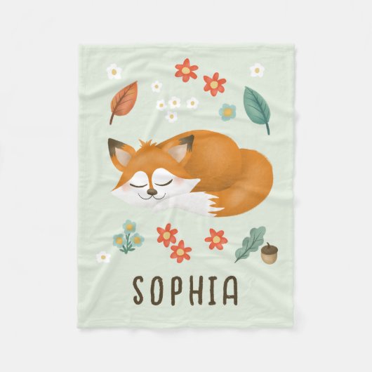 Schattigee grillige bosvos Kinder Herfst Fleece Deken (Voorkant)