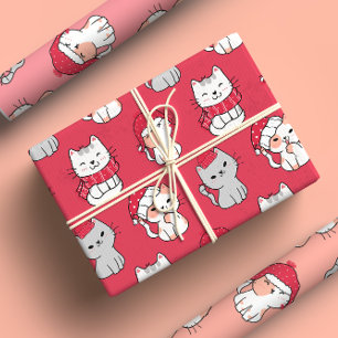 Schattigee grillige Cartoon Cat Christmas Inpakpapier Vel