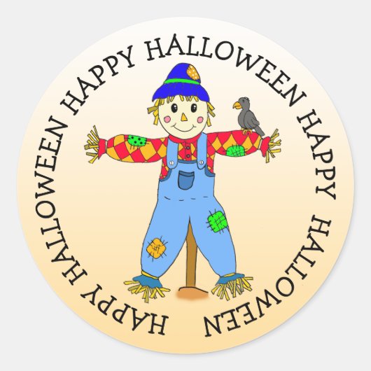 Schattigee grillige Cartoon Halloween vogelverschr Ronde Sticker (Voorkant)