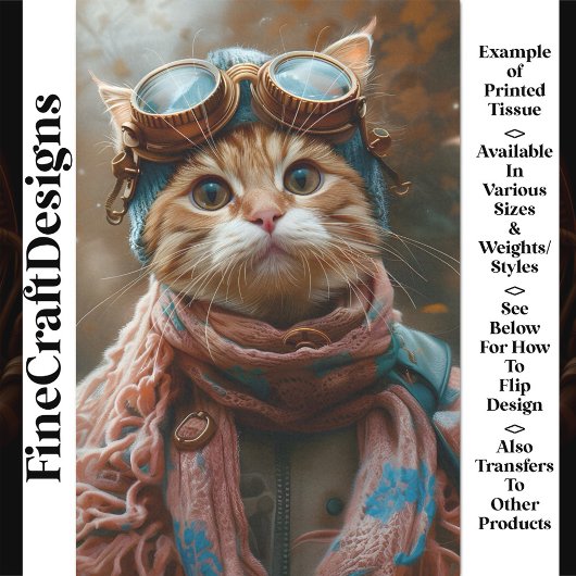 Schattigee grillige Cat Steampunk Goggles AY2 Deco Tissuepapier