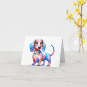 Schattigee grillige Dachshund Kaart (Gele Bloem)