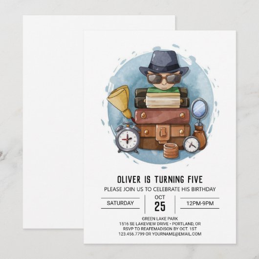 Schattigee grillige detective Verjaardag Kaart (Voorkant / Achterkant)