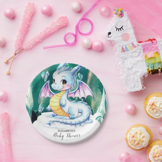 Schattigee grillige Dragon Baby shower Papieren Bordje (Feest)