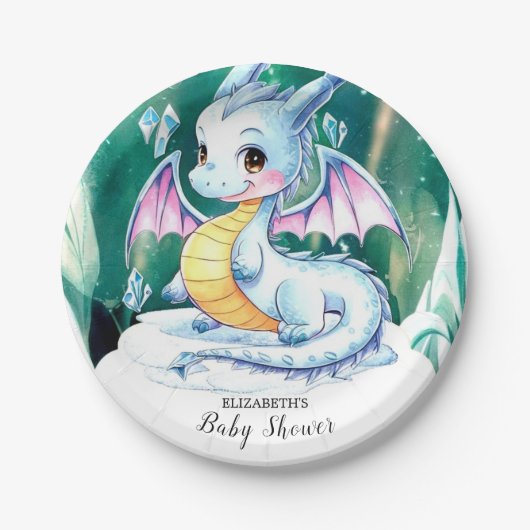 Schattigee grillige Dragon Baby shower Papieren Bordje (Voorkant)