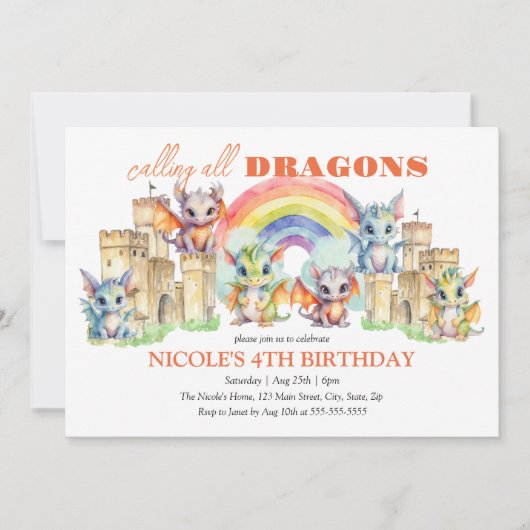 Schattigee grillige draken kasteel regenboog verja kaart (Voorkant)