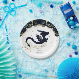 Schattigee grillige drakenverjaardag papieren bordje