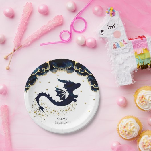 Schattigee grillige drakenverjaardag papieren bordje (Feest)