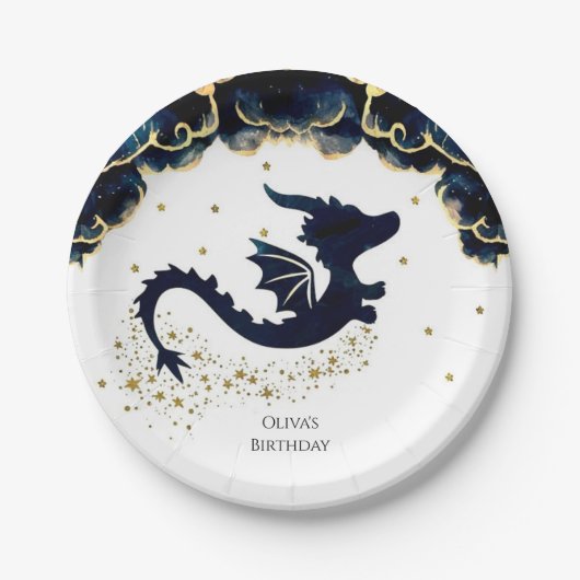 Schattigee grillige drakenverjaardag papieren bordje (Voorkant)