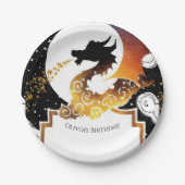 Schattigee grillige drakenverjaardag papieren bordje (Voorkant)