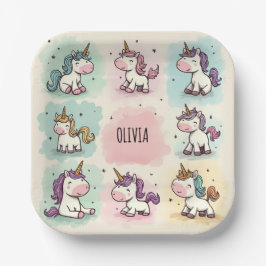 Schattigee grillige eenhoorn Doodles Papieren Bordje