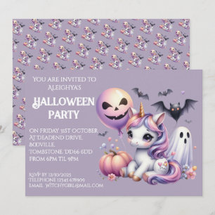 Schattigee grillige eenhoorn Halloween Party Kaart
