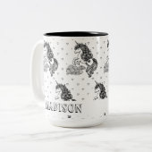 Schattigee grillige eenhoorn Kinder gepersonalisee Tweekleurige Koffiemok (Voorkant links)