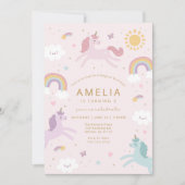 Schattigee grillige eenhoorn verjaardag uitnodigin kaart (Voorkant)