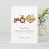 Schattigee grillige egel Boerderij tractor Baby sh Bedankkaart (Staand voorkant)