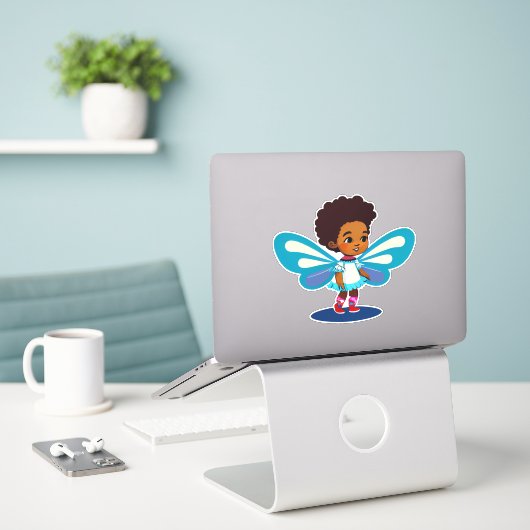 Schattigee grillige fee cartoon sticker (Laptop op bureau)