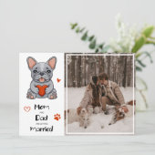 Schattigee grillige franse buldog bruiloft foto kaart (Staand voorkant)