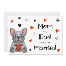 Schattigee grillige franse buldog bruiloft uitnodi