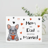 Schattigee grillige franse buldog bruiloft uitnodi kaart (Staand voorkant)