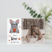 Schattigee grillige Franse buldog QR code foto RSVP Kaartje (Staand voorkant)