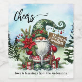 Schattigee grillige gnoom magische kerst wijn etiket (Enkel label)