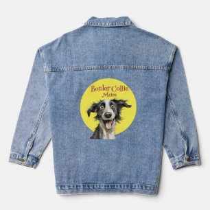 Schattigee grillige grens collie mam illustratie denim jacket