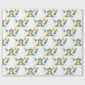 Schattigee grillige groene kikker met ballonnen cadeaupapier (Vlak)