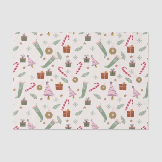 Schattigee grillige groene roze gezellige winterke tissuepapier (Voorkant)